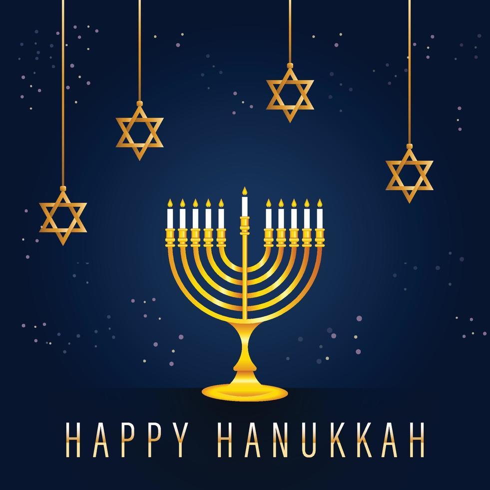 feriado judaico. feliz dia judaico de hanukkah. vetor de hanukkah com ícone de menorá. cartão de felicitações de feriado judaico. fundo do dia judaico de hanukkah