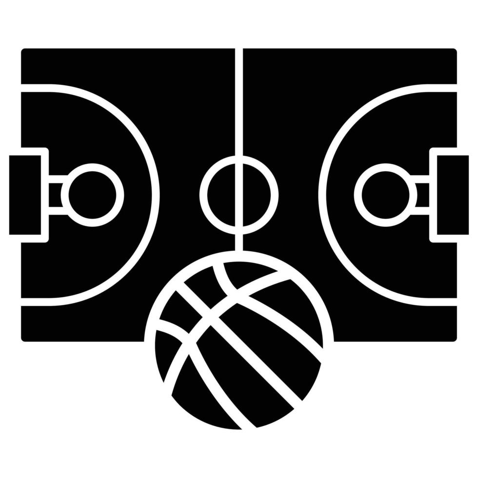 quadra de basquete, ícone de estilo sólido de tema de basquete vetor