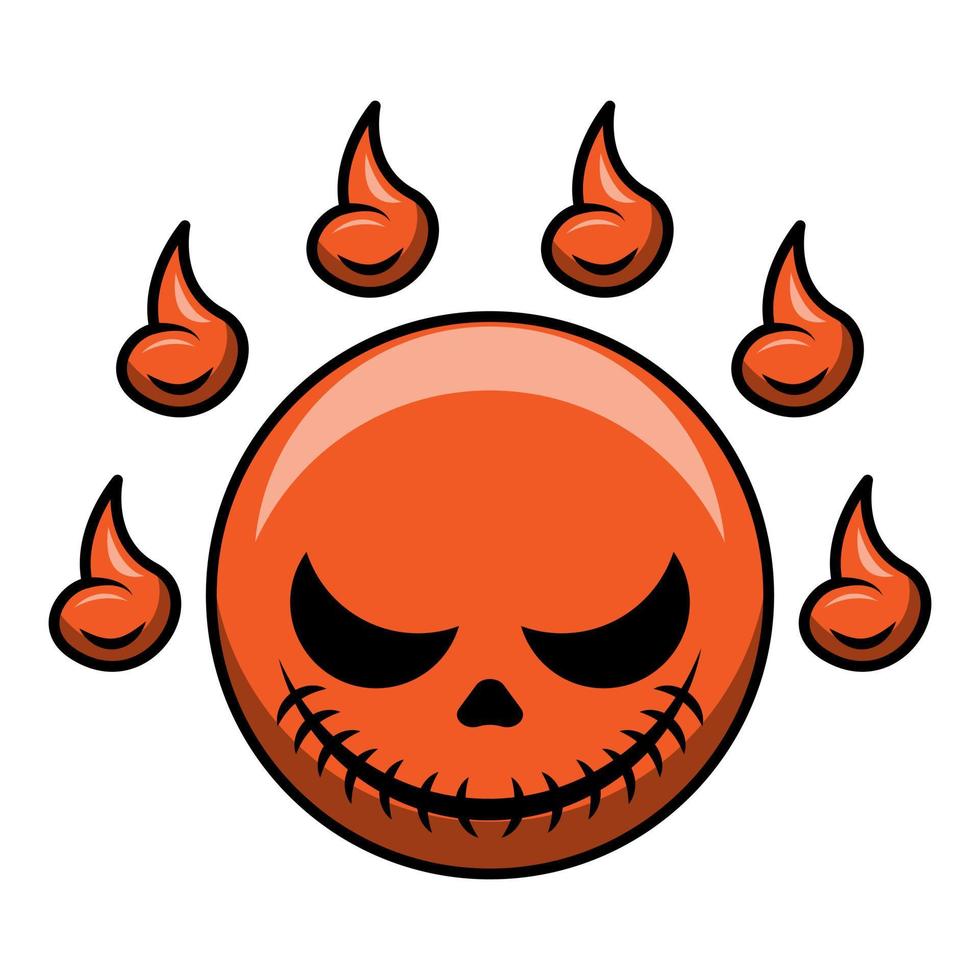 símbolo de cabeça de diabo de caveira redonda para preparação de halloween vetor