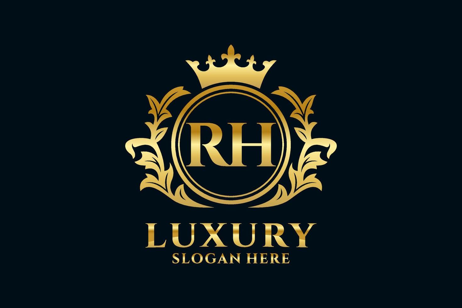 modelo de logotipo de luxo real inicial da letra rh em arte vetorial para projetos de marca de luxo e outras ilustrações vetoriais. vetor