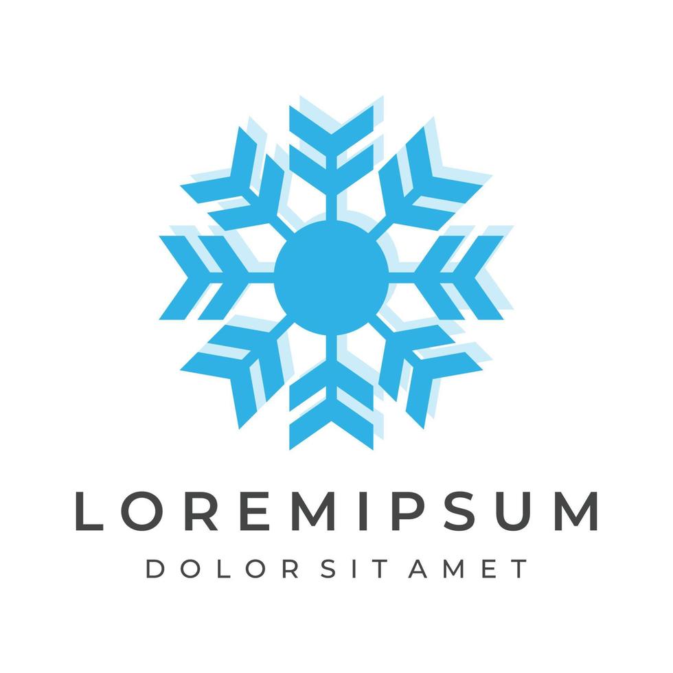 logotipo modelo design abstrato floco de neve azul ou elementos frios com outline.logo para o inverno, ícones, gelo, frio. vetor