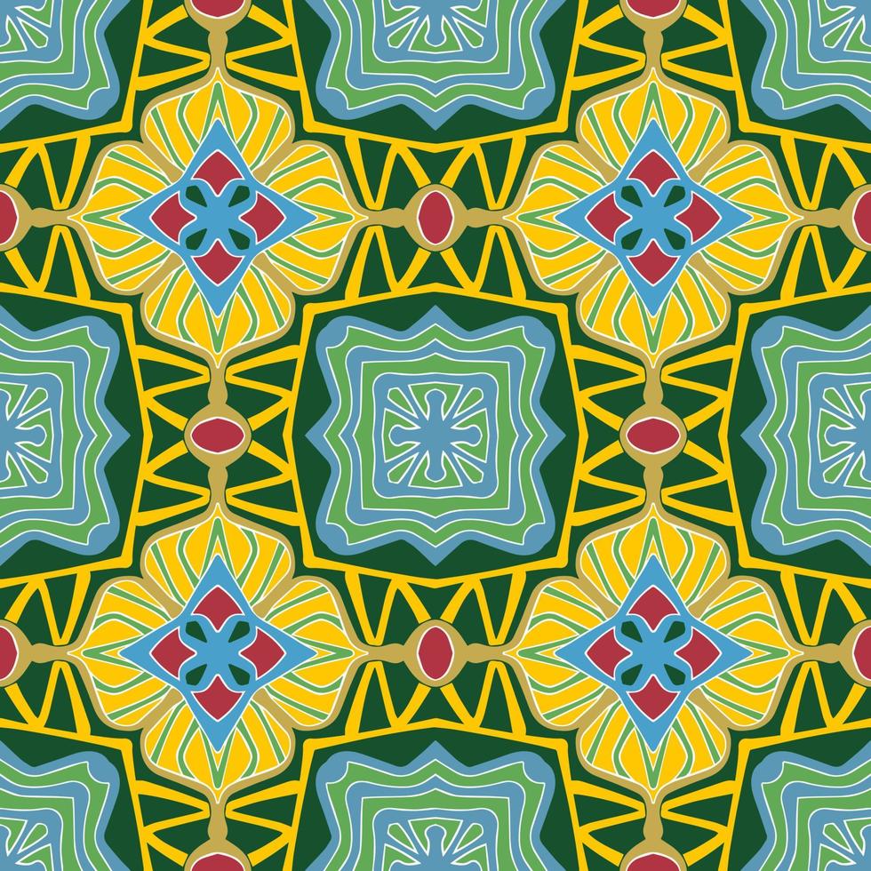padrão sem emenda marroquino multicolorido. fundo islâmico árabe tradicional. estilo vintage, turco, indiano, ideal para carpetes, cerâmicas, azulejos. ilustração vetorial. vetor