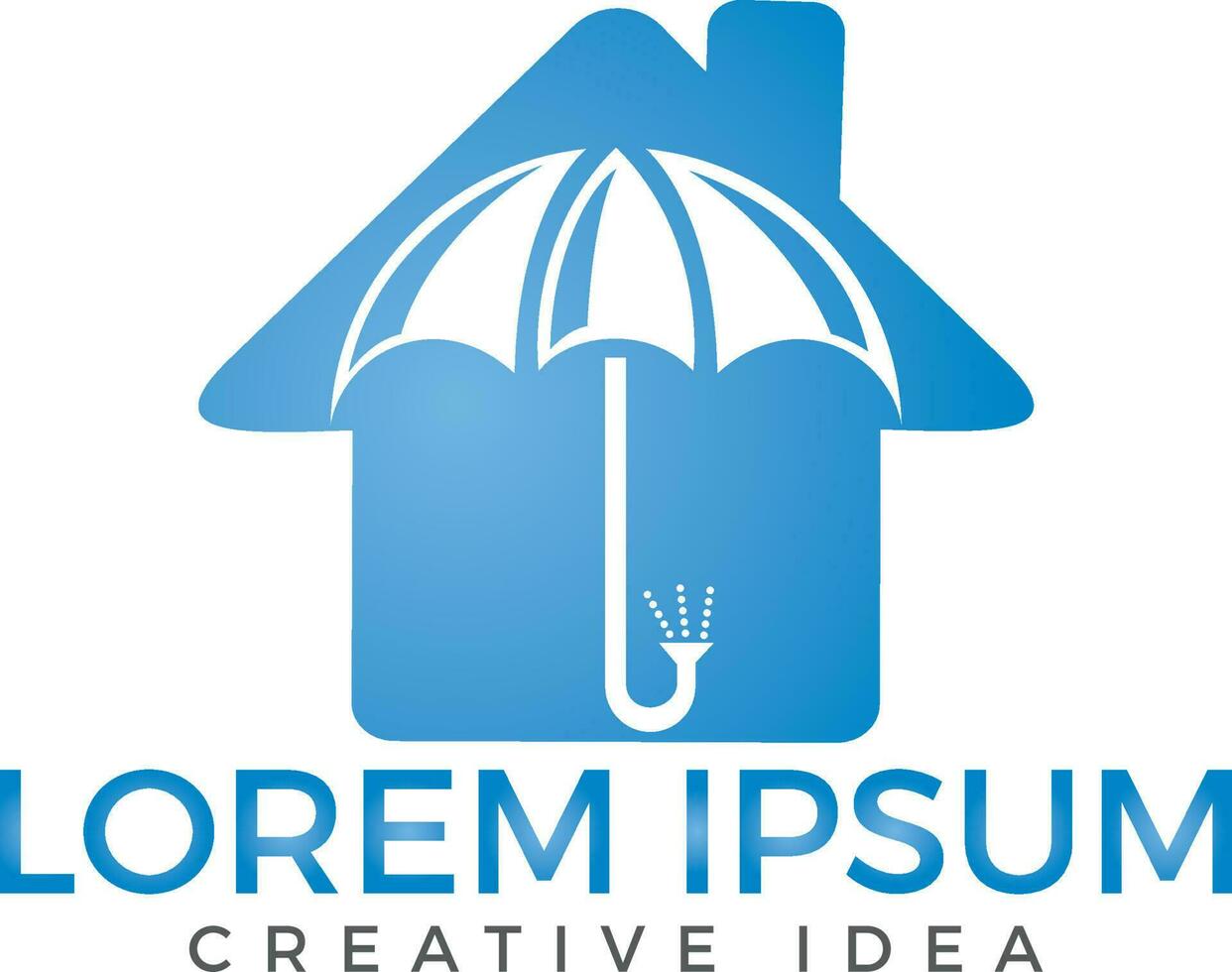 logotipo da casa do guarda-chuva. ícone de sinal de seguro em casa. símbolo imobiliário. vetor