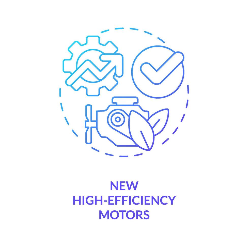 novo ícone de conceito gradiente azul de motores de alta eficiência. reduzir consumo. ilustração de linha fina de idéia abstrata de eficiência energética de fazenda. desenho de contorno isolado. vetor