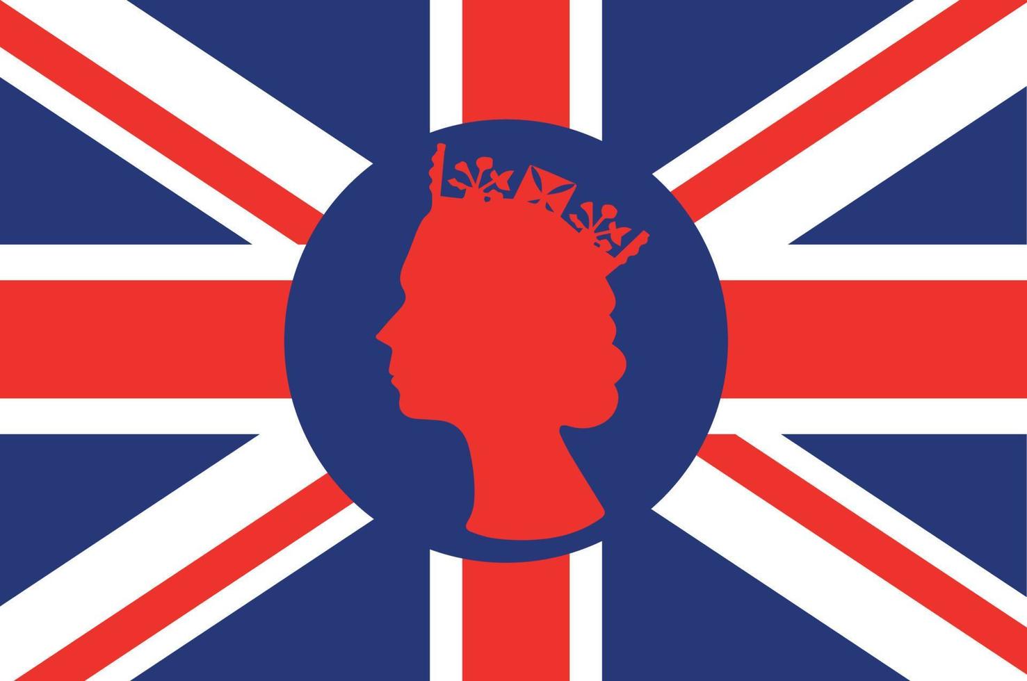 elizabeth rainha rosto vermelho com a bandeira britânica do reino unido nacional europa emblema ícone ilustração vetorial elemento de design abstrato vetor