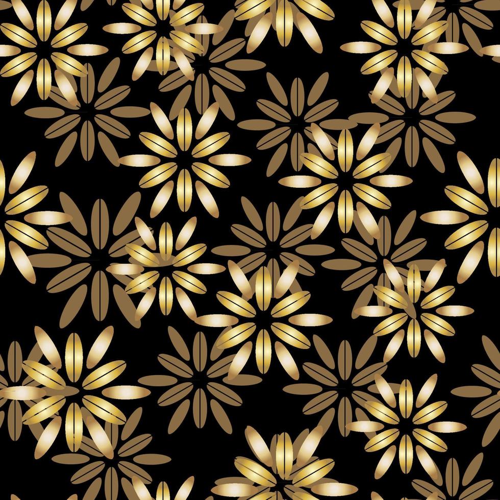 fundo sem costura com flores de ouro vetor