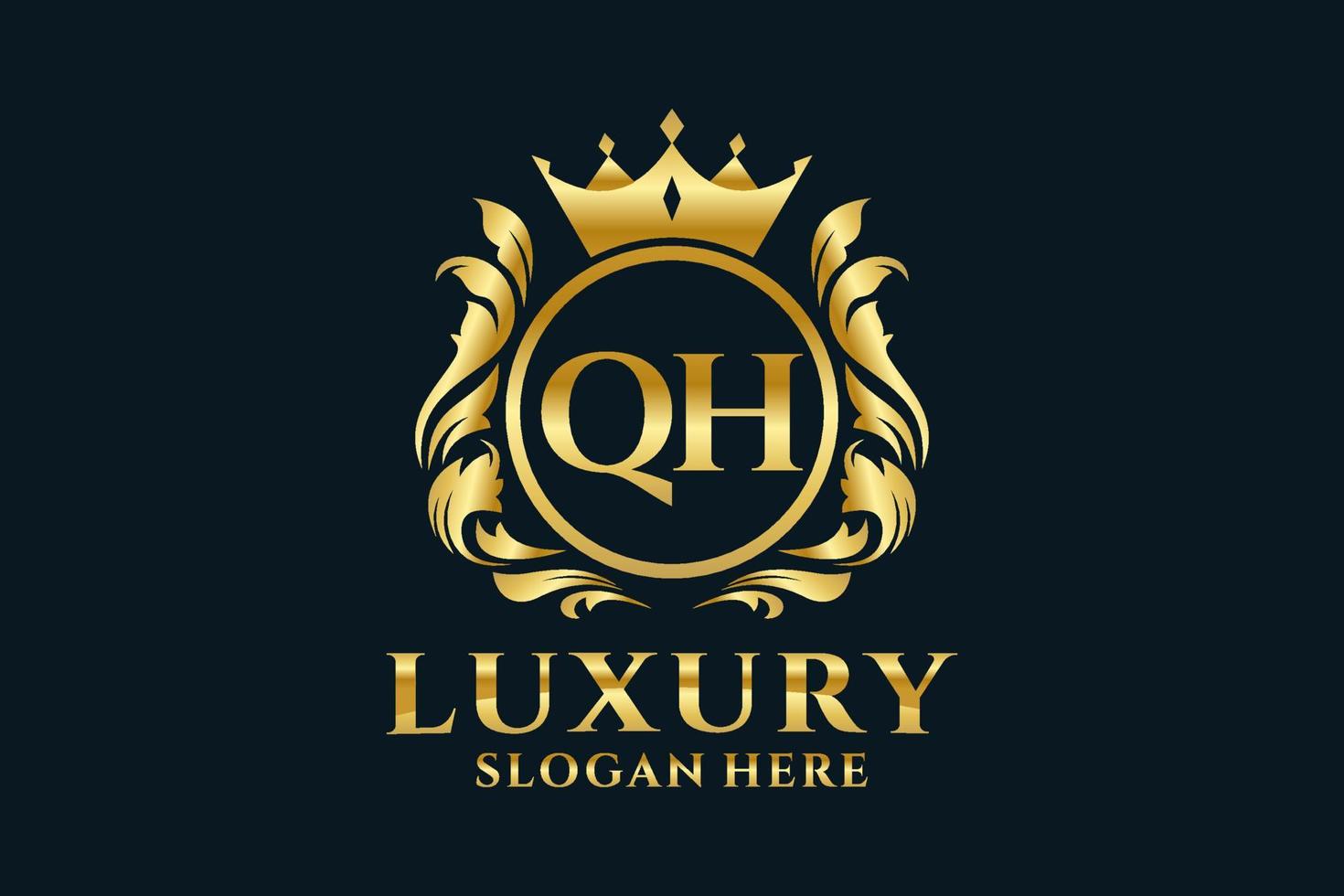 modelo de logotipo de luxo real inicial da letra qh em arte vetorial para projetos de marca de luxo e outras ilustrações vetoriais. vetor