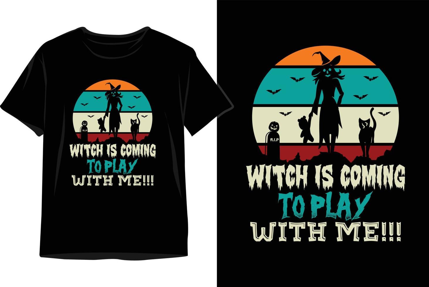 bruxa está vindo brincar comigo vetor de design de camiseta de halloween
