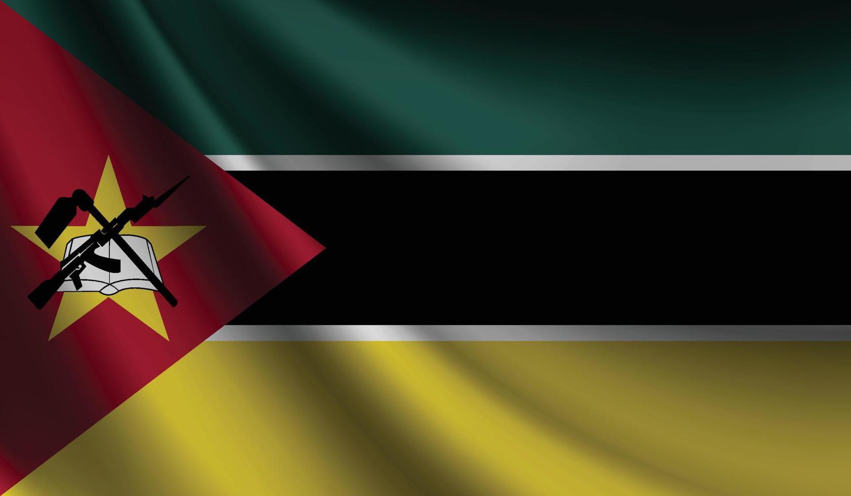 bandeira de moçambique acenando fundo para design patriótico e nacional vetor