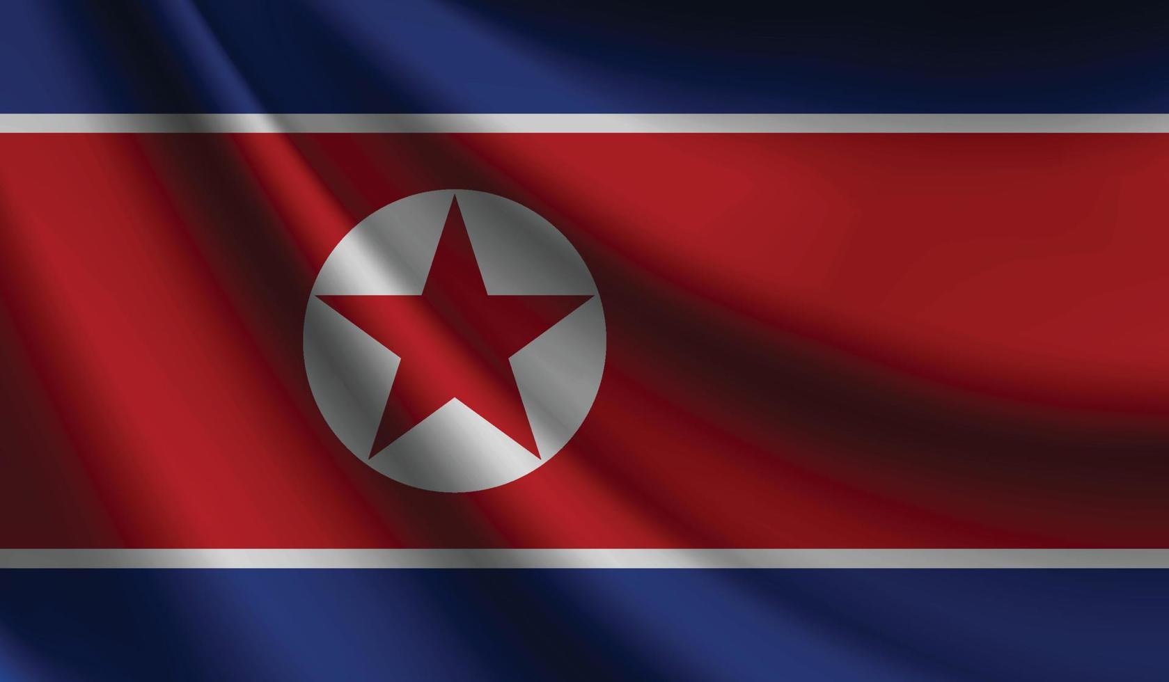 bandeira da coreia do norte acenando. fundo para design patriótico e nacional vetor