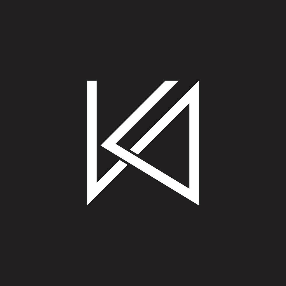 letra kw simples vetor de logotipo de seta de linha vinculada