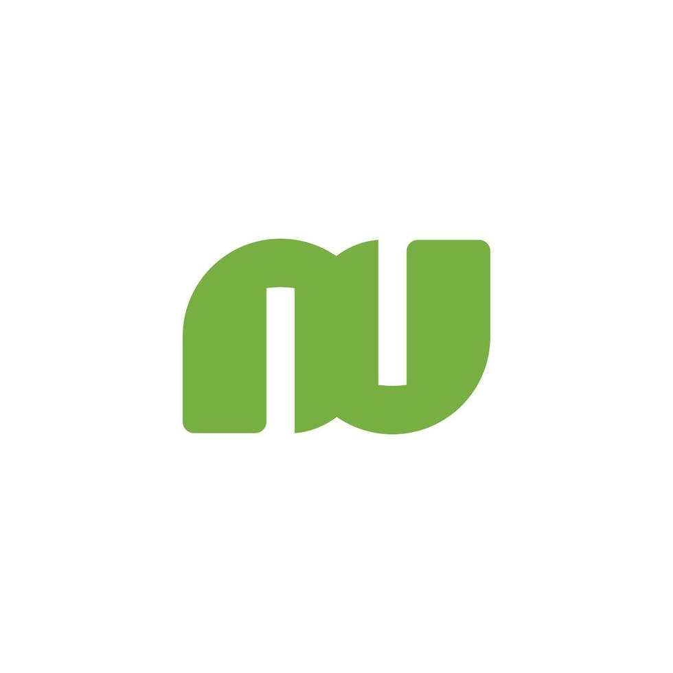 letra nu cor verde simples conectar vetor de logotipo