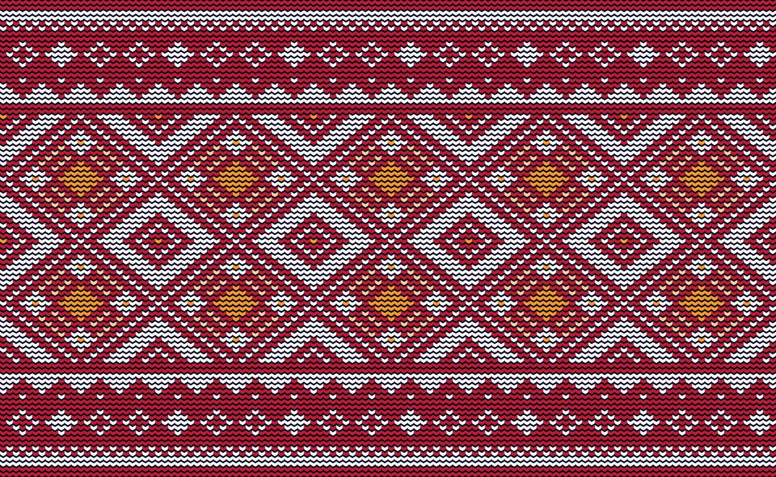 padrão de bordado vermelho e branco, fundo antigo de malha, artesanato étnico vetorial para impressão digital vetor