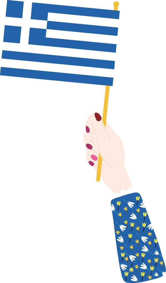 grécia bandeira desenhada à mão, eur mão desenhada vetor