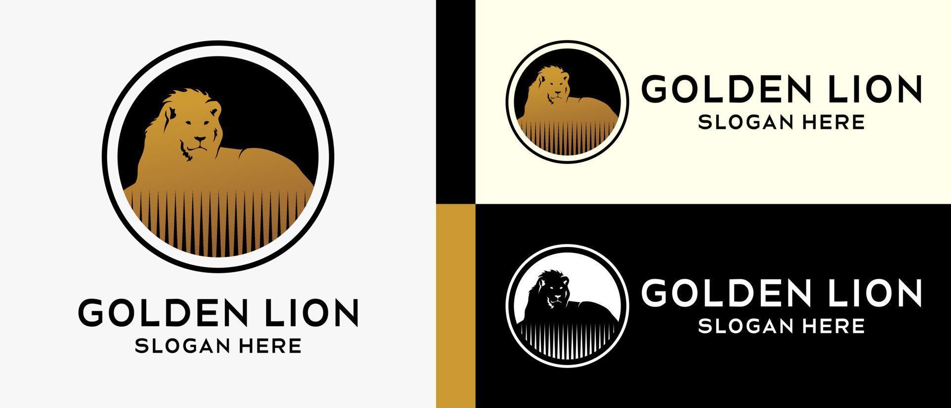 template desain logo singa denga siluet dalam lingkaran. ilustrasi logotipo vetor permium