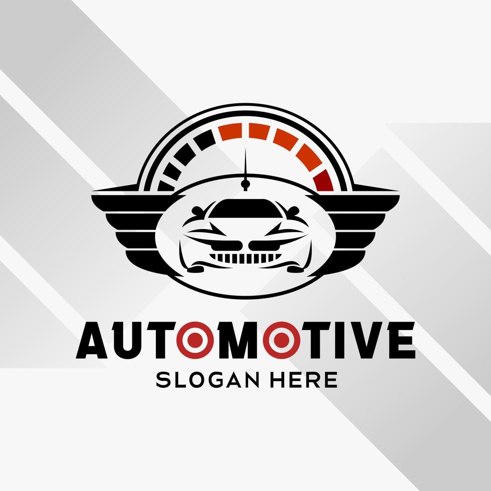 design de logotipo automotivo de carro em estilo abstrato criativo com elementos de asas e rpm. vetor de modelo de logotipo rápido e rápido. vetor de ilustração premium de logotipo automotivo