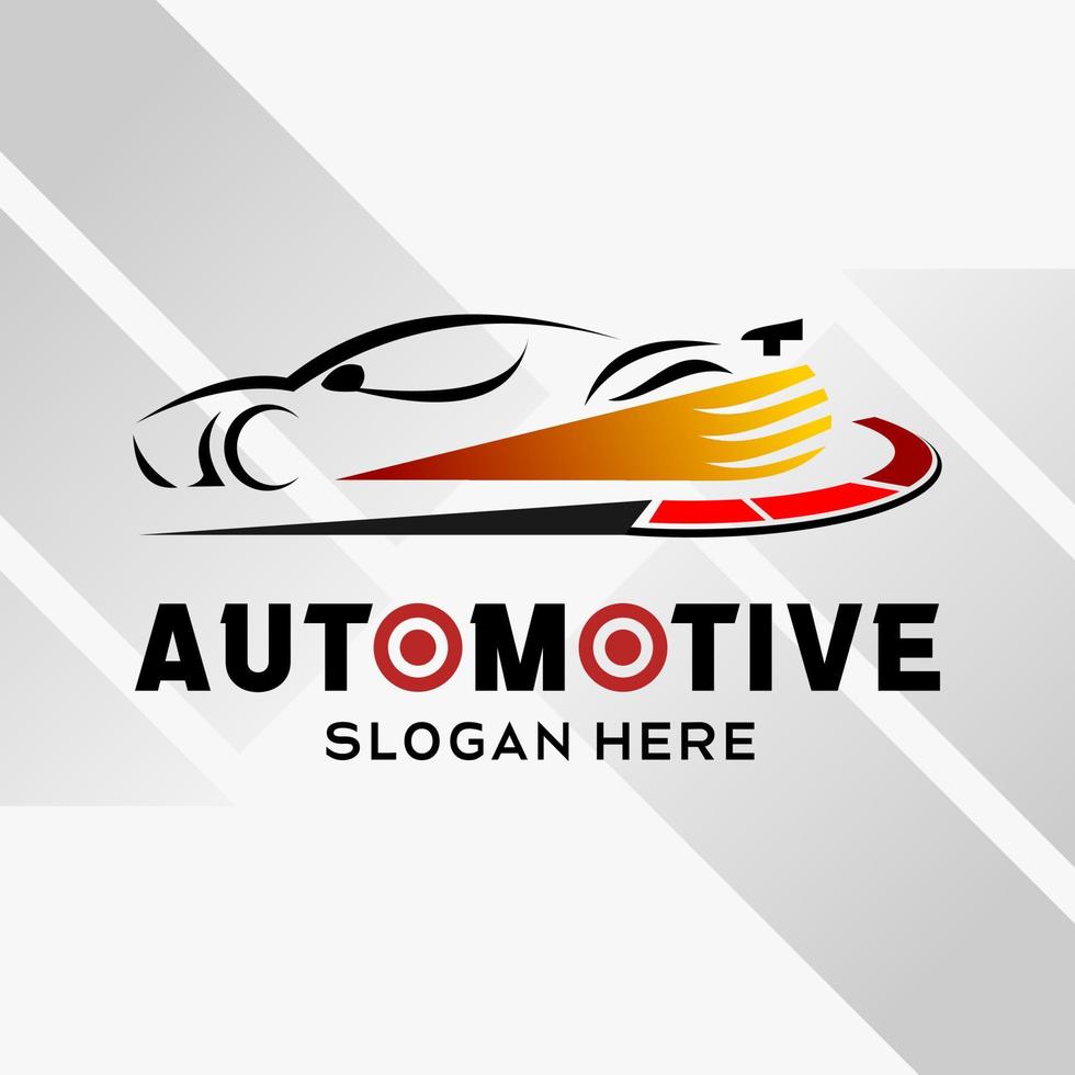 design de logotipo automotivo de carro com estilo abstrato criativo no conceito de elemento fogo e rpm. vetor de modelo de logotipo rápido e rápido. vetor de ilustração premium de logotipo automotivo