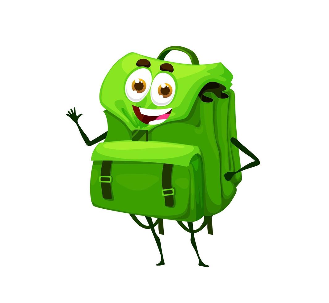 personagem de mochila verde bonito dos desenhos animados, mochila vetor