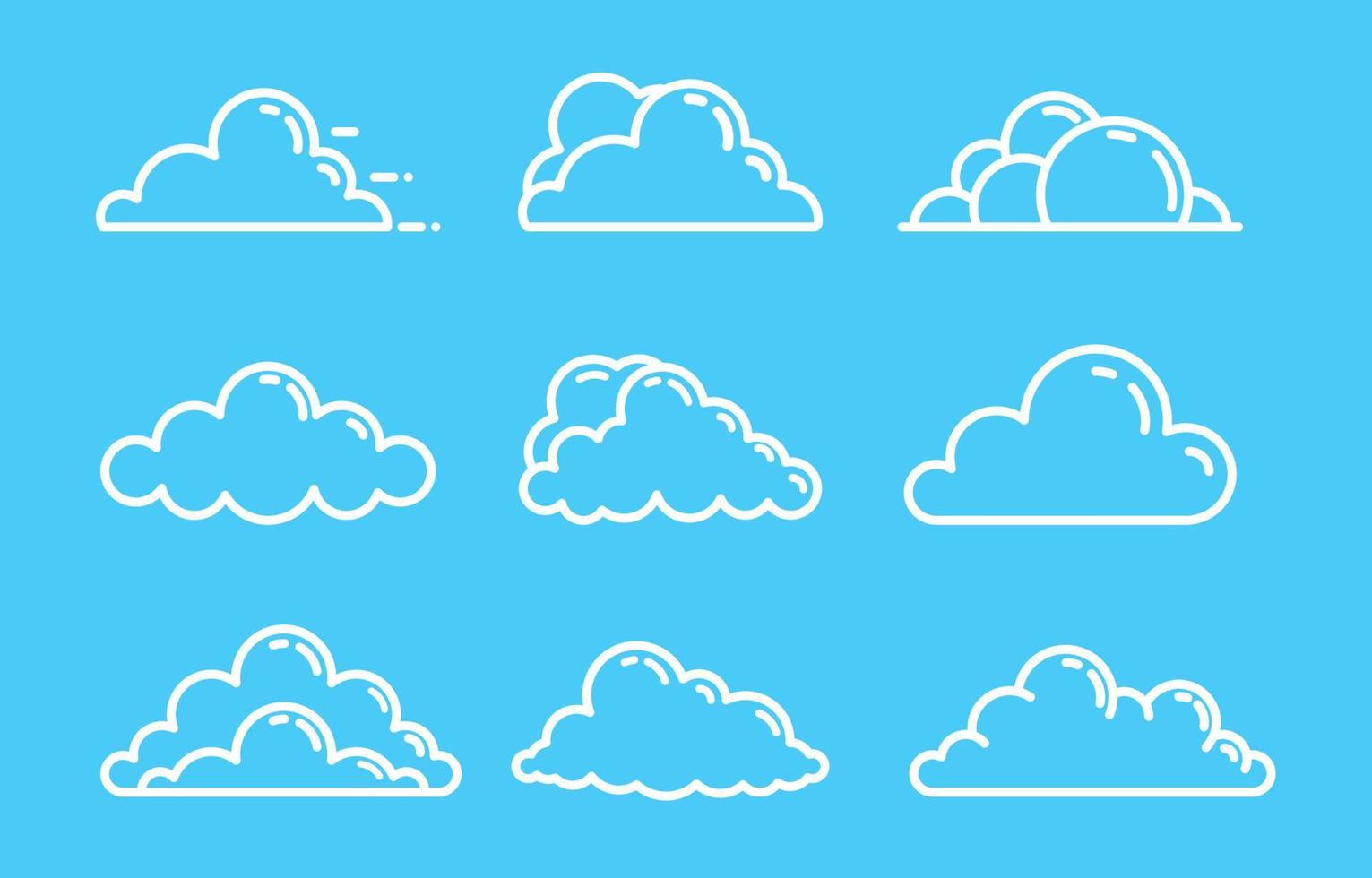 conjunto de ícone de elementos de nuvem vetor