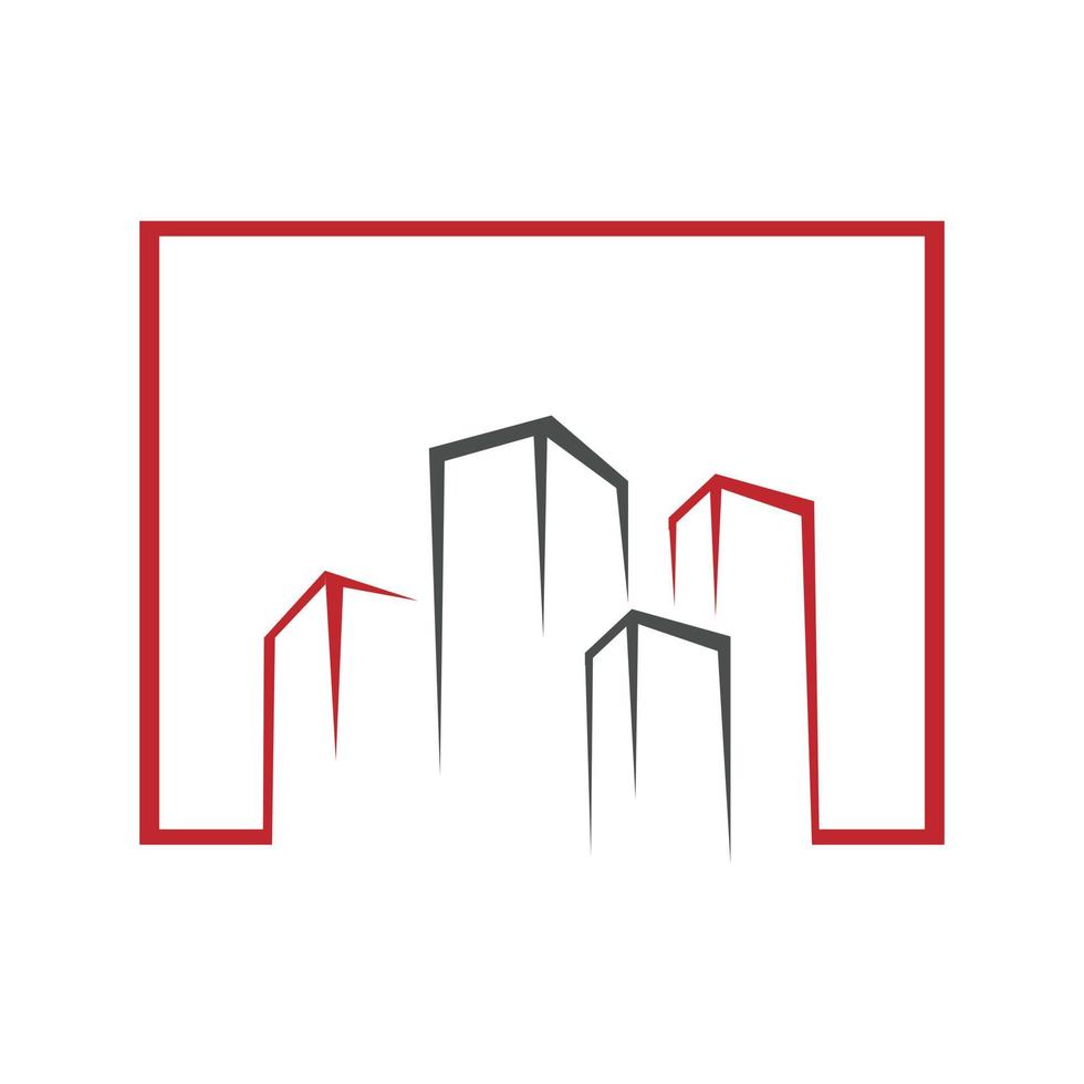 logotipo de vetor de logotipo de realty de arte de linha de construção abstrata