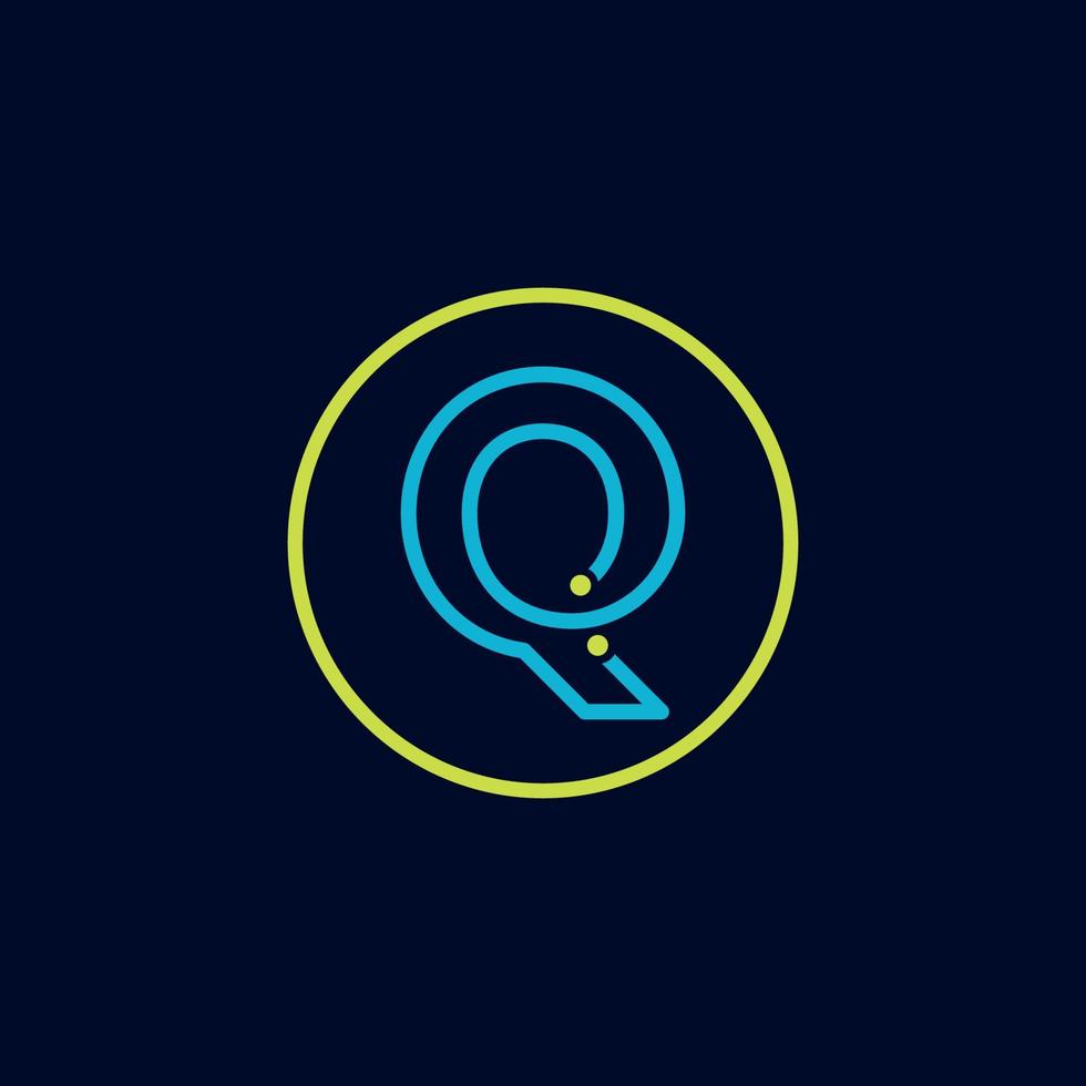 circule o logotipo letra q logotipo digital do software de tecnologia vetor
