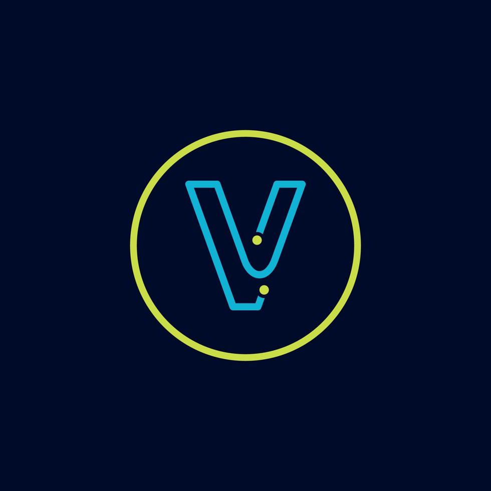 circule o logotipo letra v logotipo digital do software de tecnologia vetor