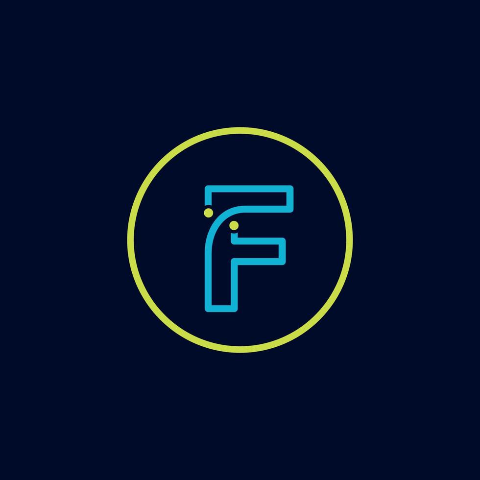 circule o logotipo letra f tech software logotipo digital vetor