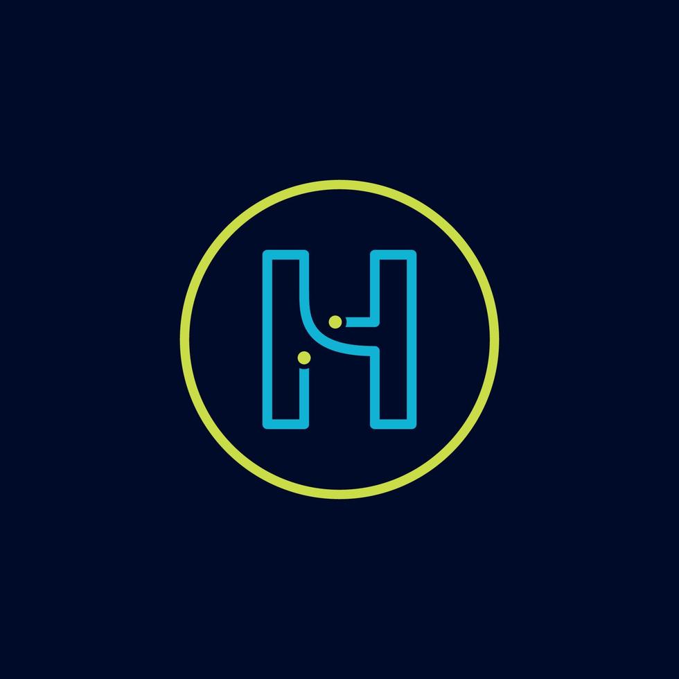 circule o logotipo letra h software de tecnologia logotipo digital vetor