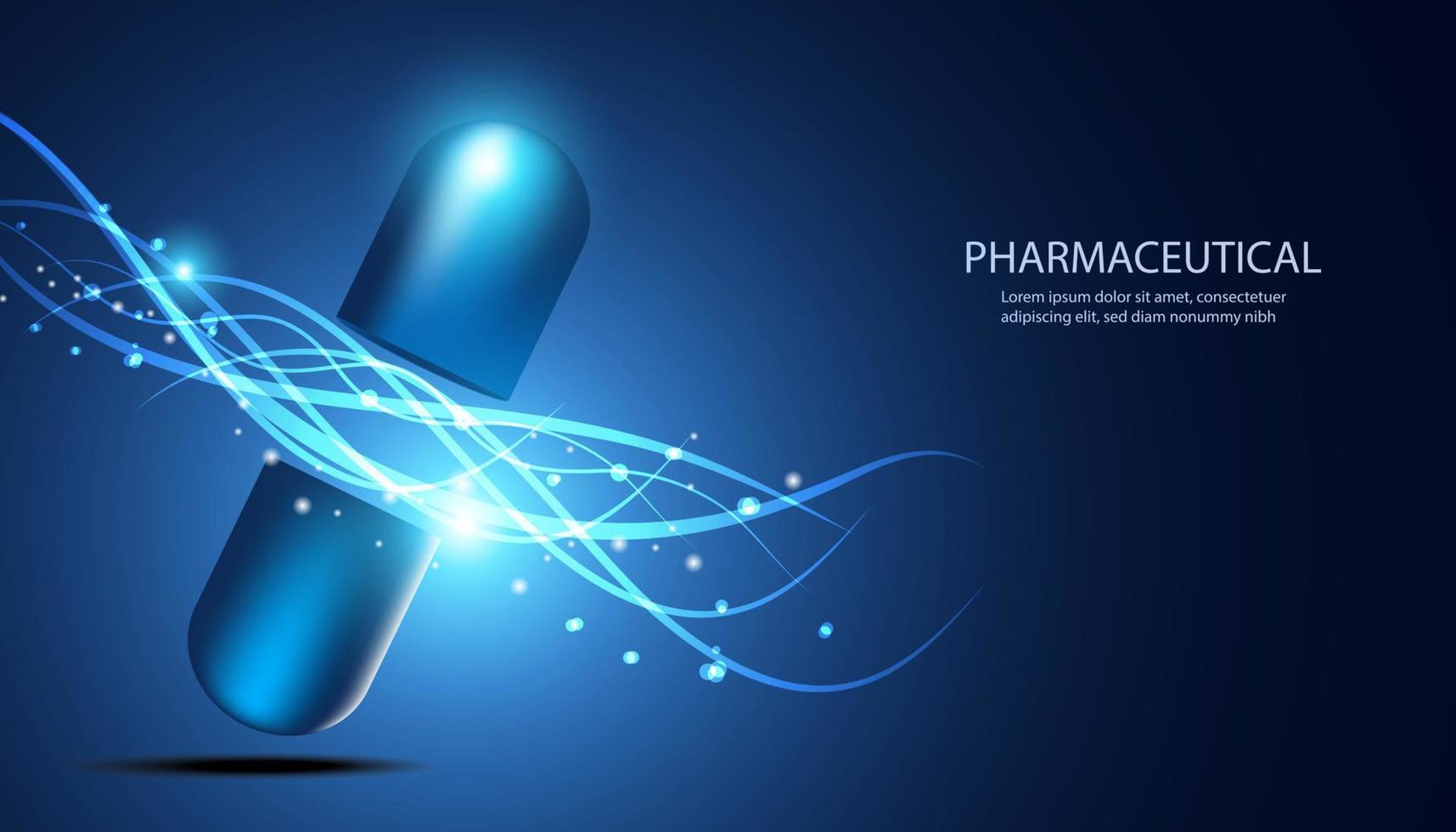 cápsula de conceito de medicina abstrata tratamento 3d tecnologia moderna médica em imagem de fundo azul para papel de parede vetor