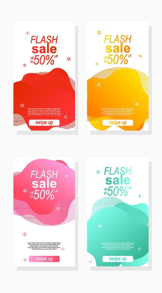 conjunto de design de banners com estilo abstrato e cor gradiente para anúncios de venda de mídia social e histórias de promoção vetor