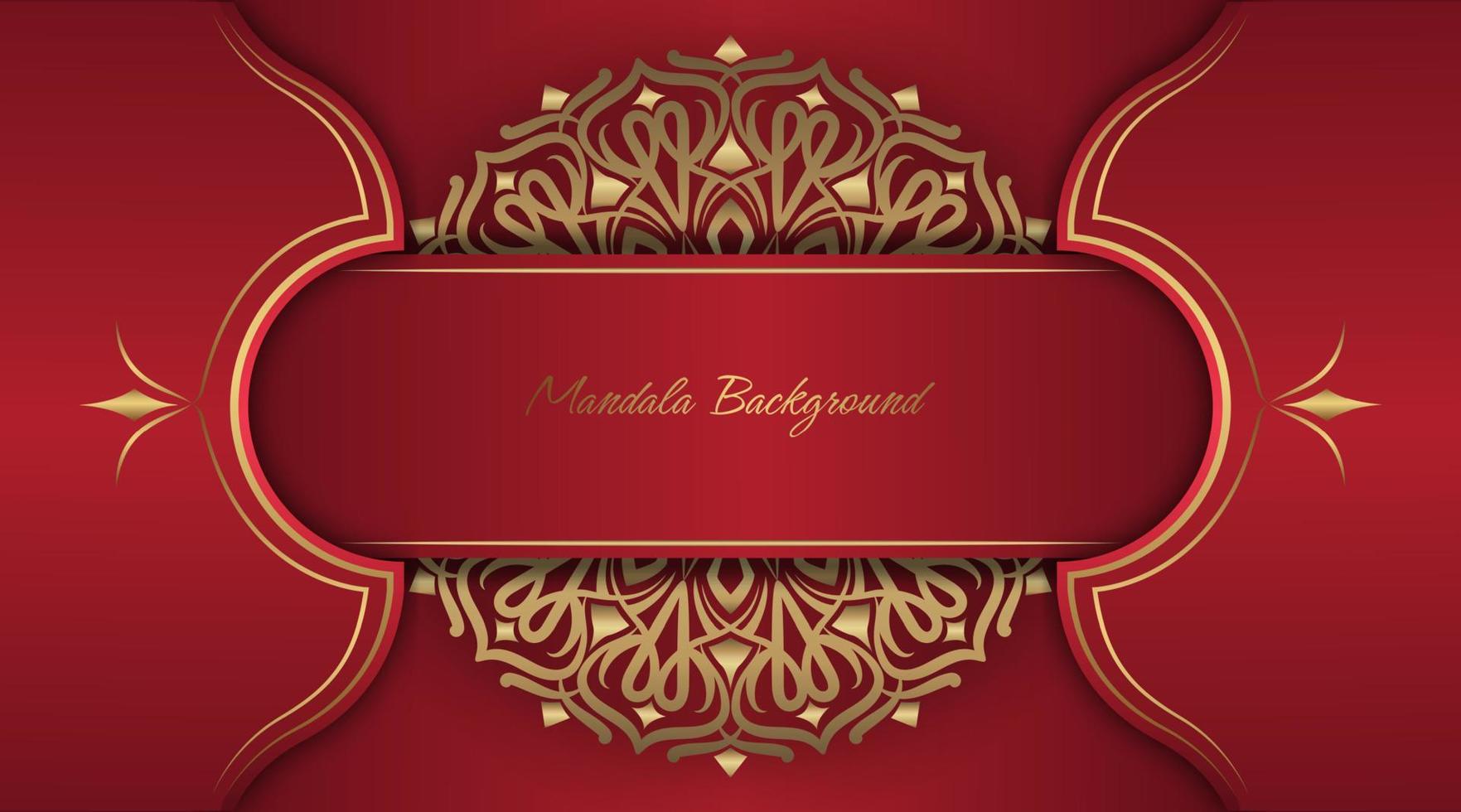 fundo de luxo vermelho, com decoração de mandala dourada vetor