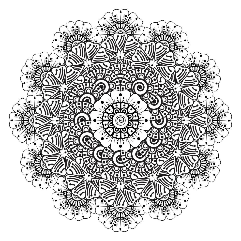 padrão circular em forma de mandala para henna, mehndi, tatuagem, decoração. ornamento decorativo em estilo oriental étnico. página do livro para colorir. vetor