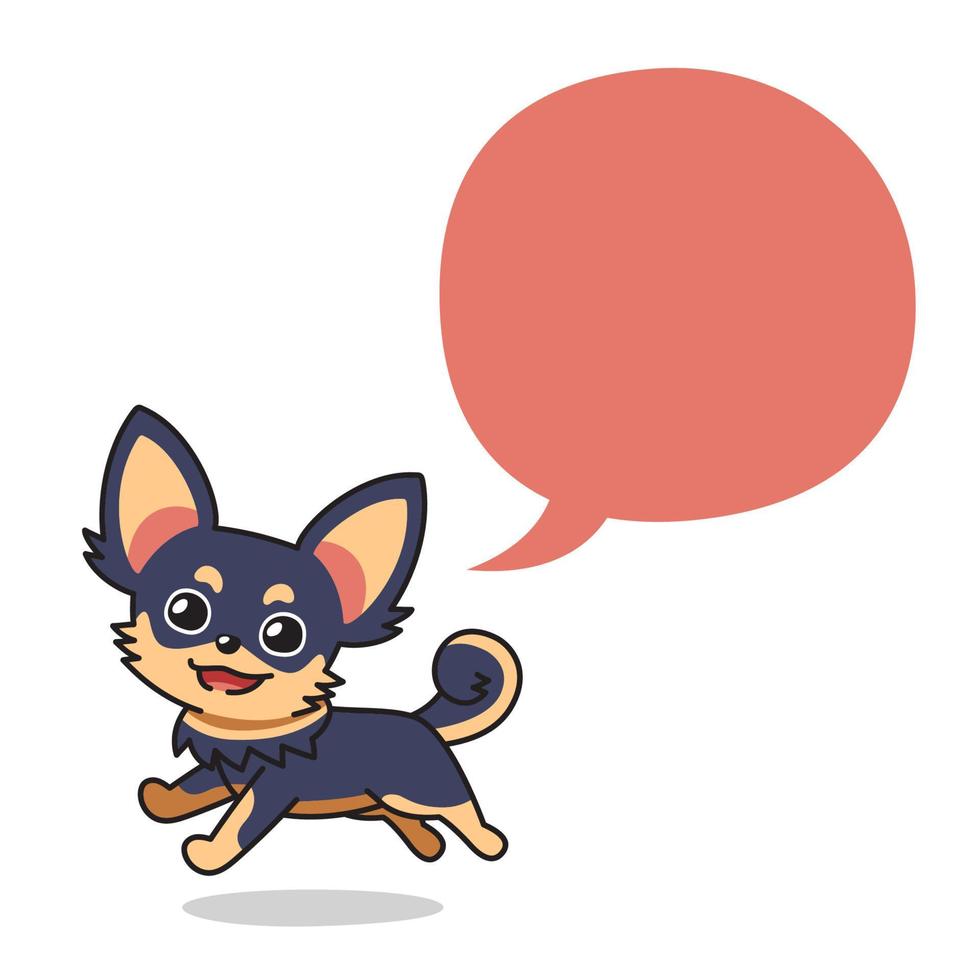 personagem de desenho animado cachorro chihuahua fofo com balão vetor