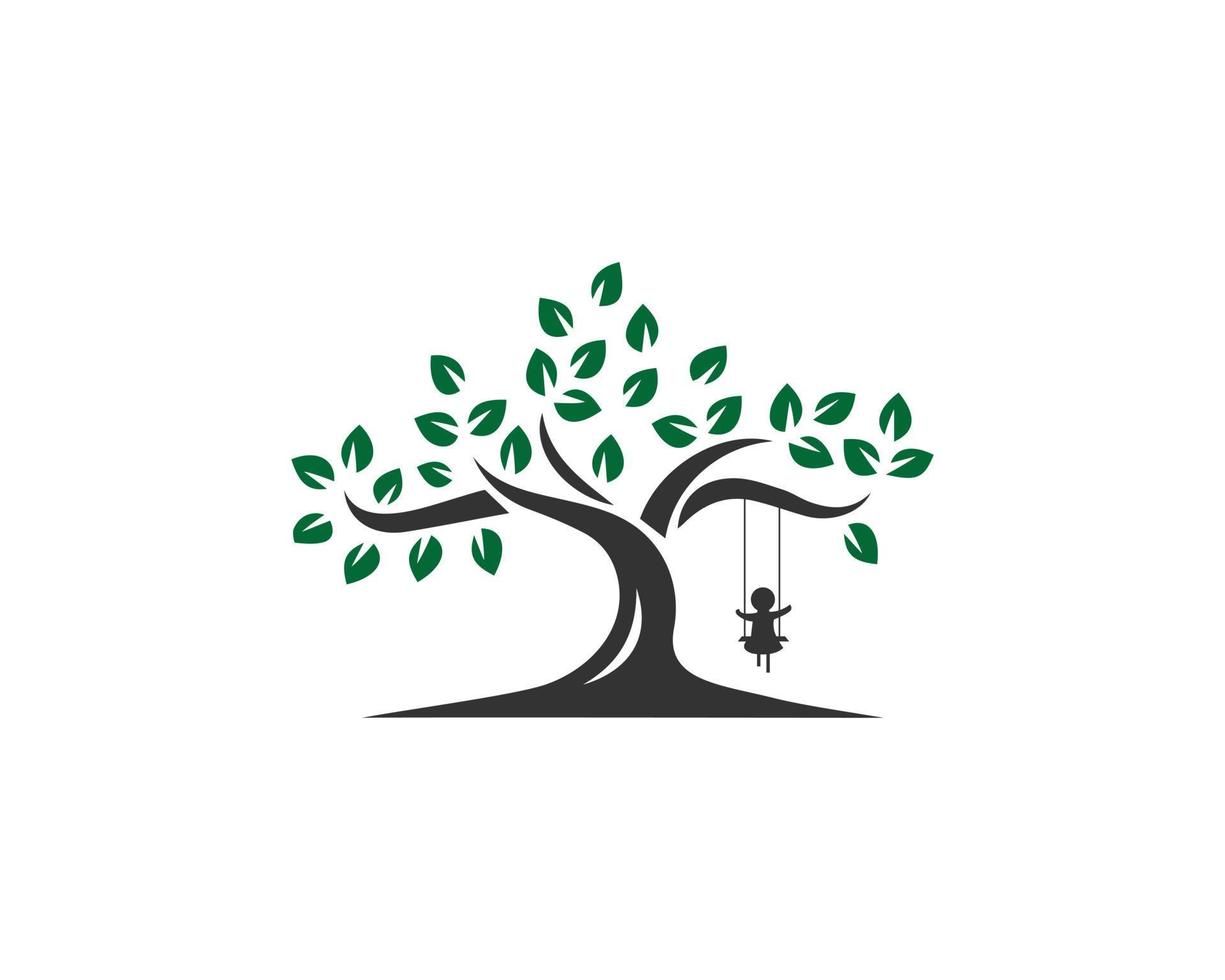academia infantil crianças árvore logotipo design ilustração vetorial ícone. vetor