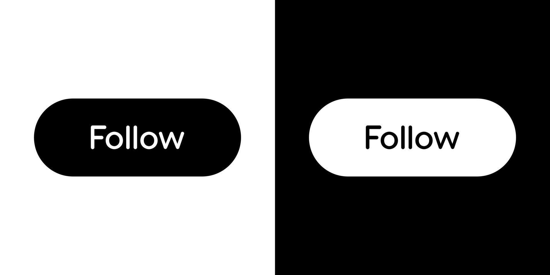 siga o vetor de ícone de botão no estilo clipart. elementos de mídia social