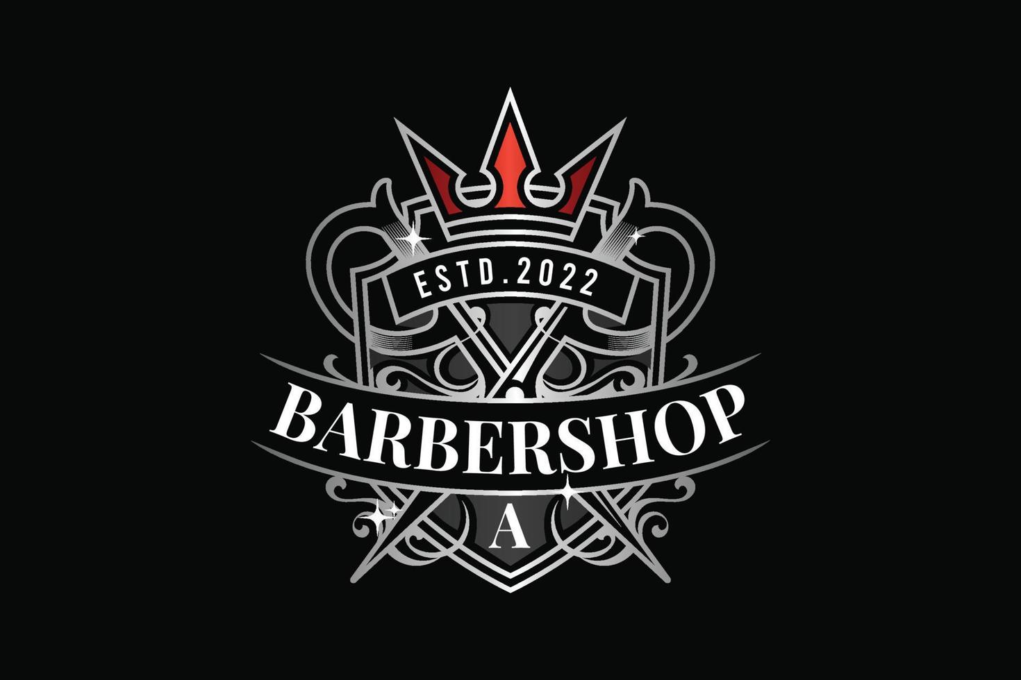 modelo de logotipo de vetor de barbearia rei