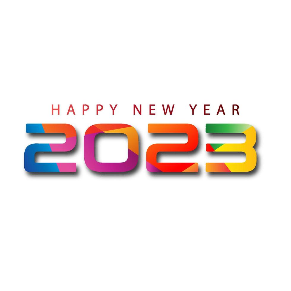 2023 texto colorido. feliz ano novo 2023 adequado para saudação, convites, banners ou design de fundo de 2023 vetor