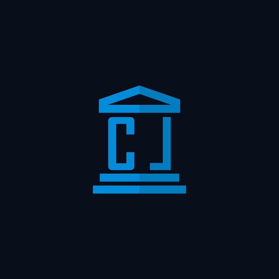 cl monograma de logotipo inicial com vetor de design de ícone de construção de tribunal simples