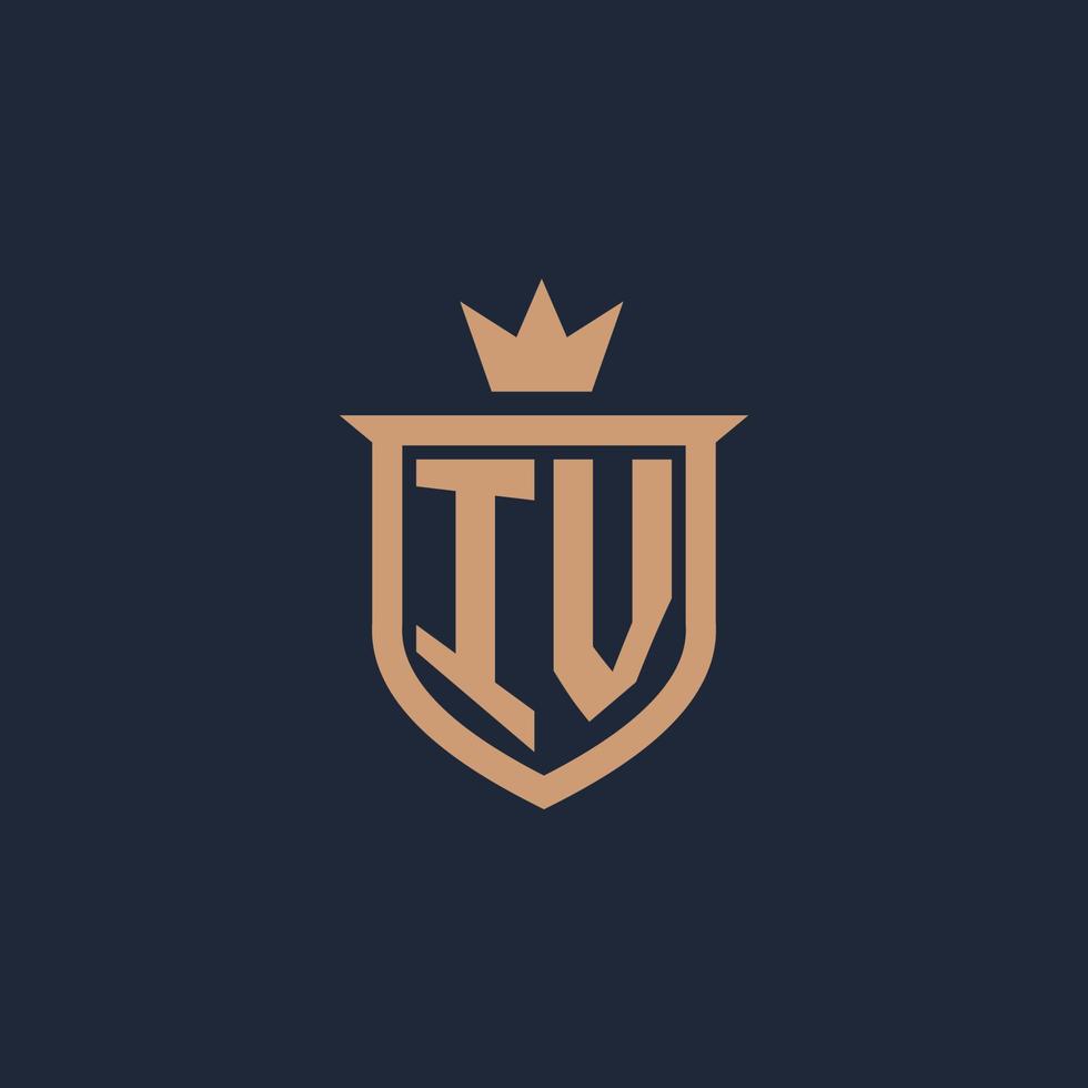 iv logotipo inicial do monograma com estilo de escudo e coroa vetor