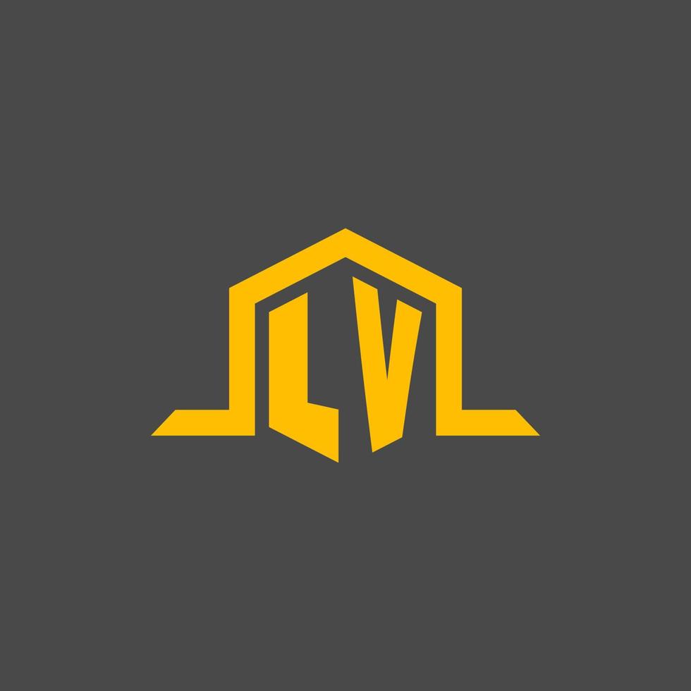 logotipo inicial do monograma lv com design de estilo hexágono vetor