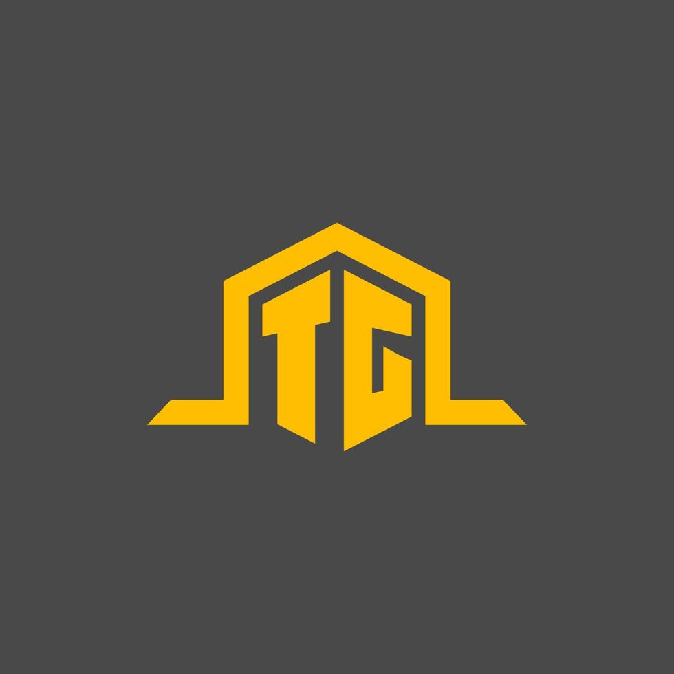 logotipo inicial do monograma tg com design de estilo hexágono vetor