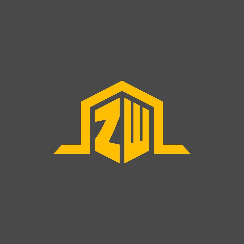 logotipo inicial do monograma zw com design de estilo hexágono vetor