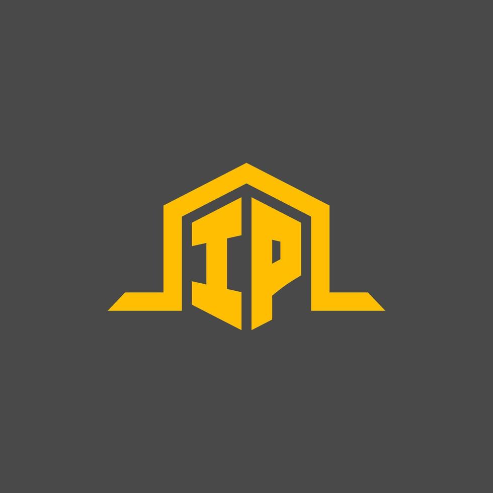 logotipo inicial do monograma ip com design de estilo hexágono vetor