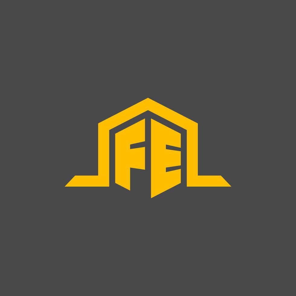 logotipo inicial do monograma fe com design de estilo hexágono vetor