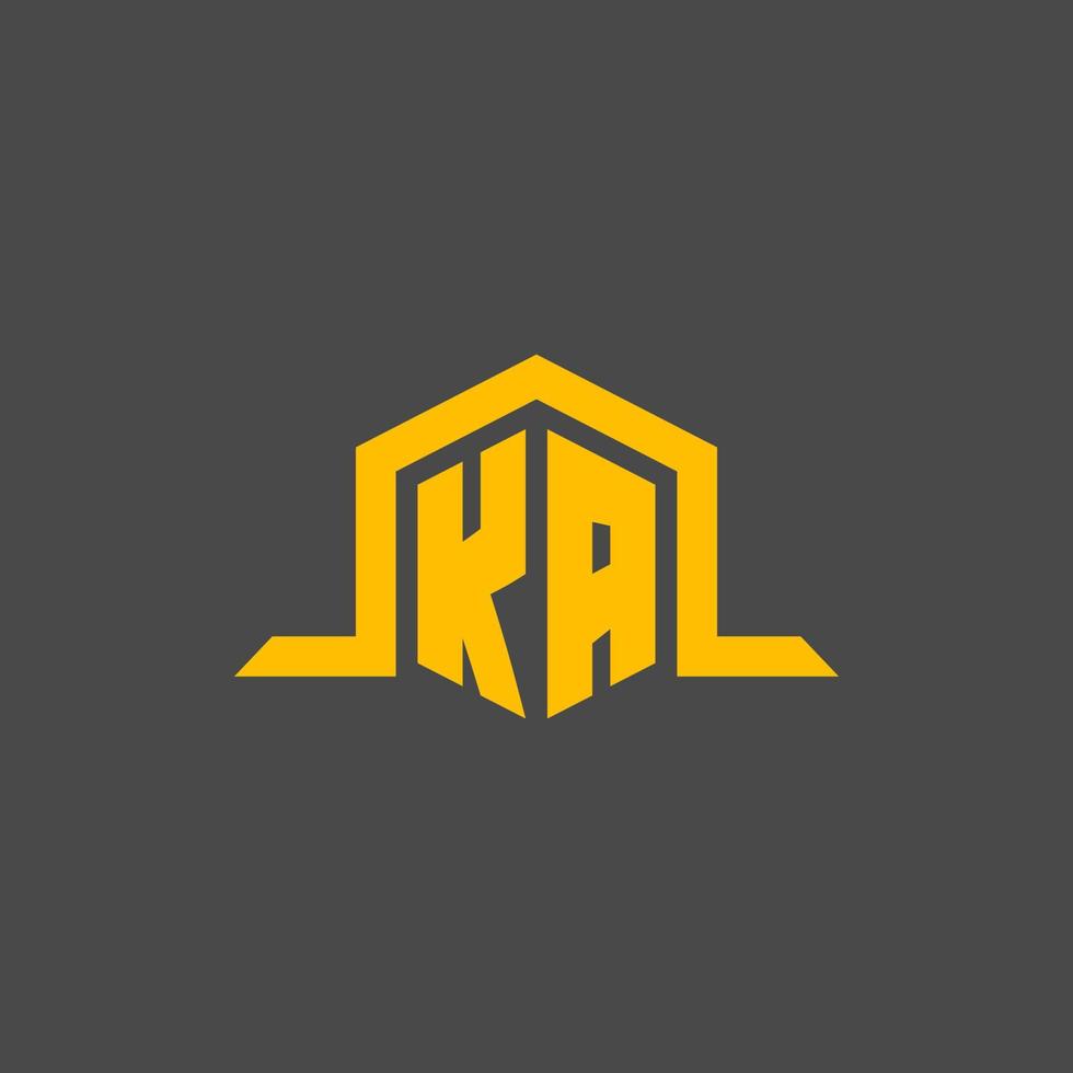 ka logotipo inicial do monograma com design de estilo hexágono vetor