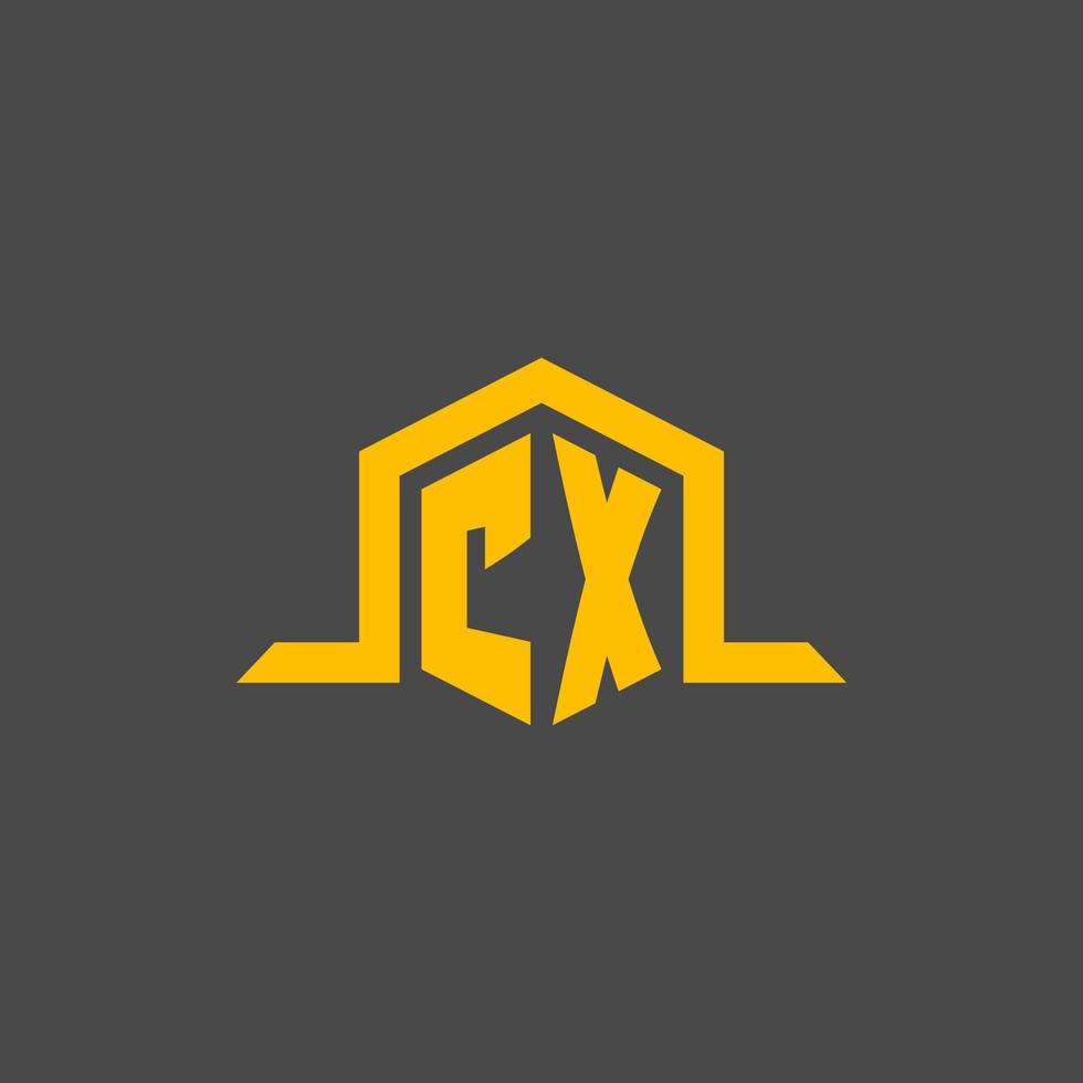 cx logotipo inicial do monograma com design de estilo hexágono vetor