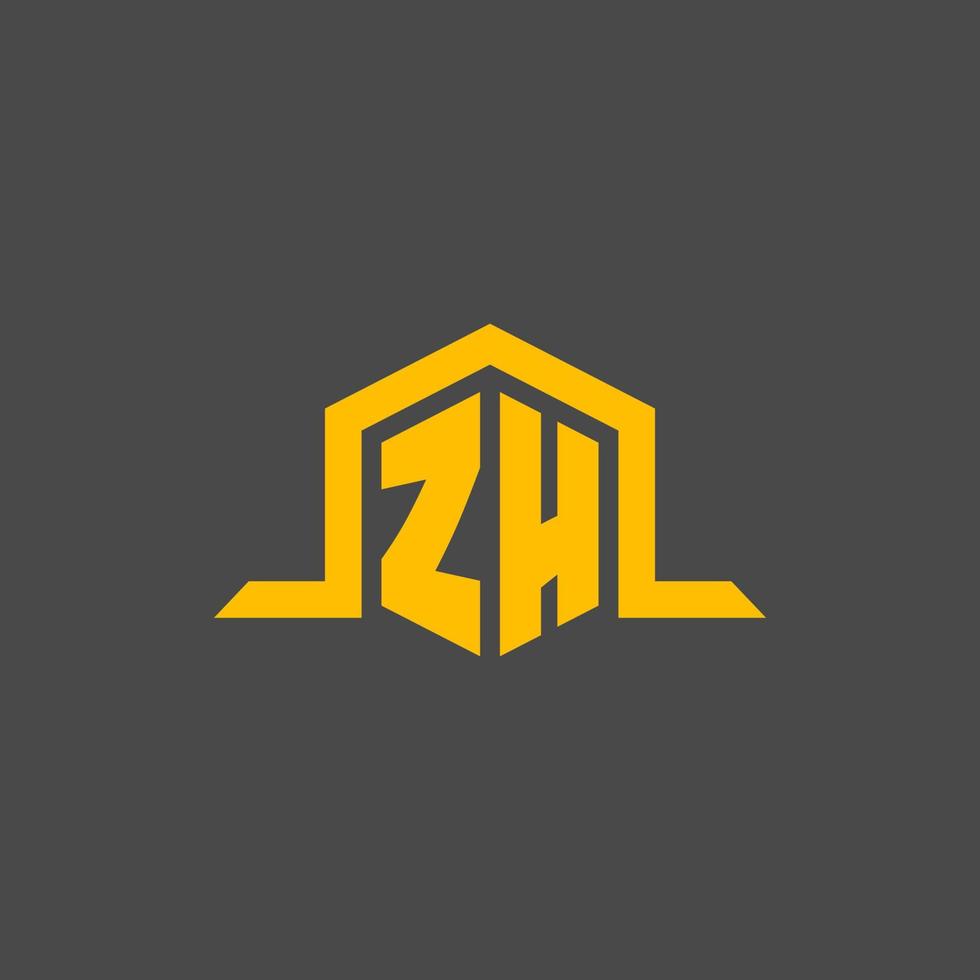 logotipo inicial do monograma zh com design de estilo hexágono vetor