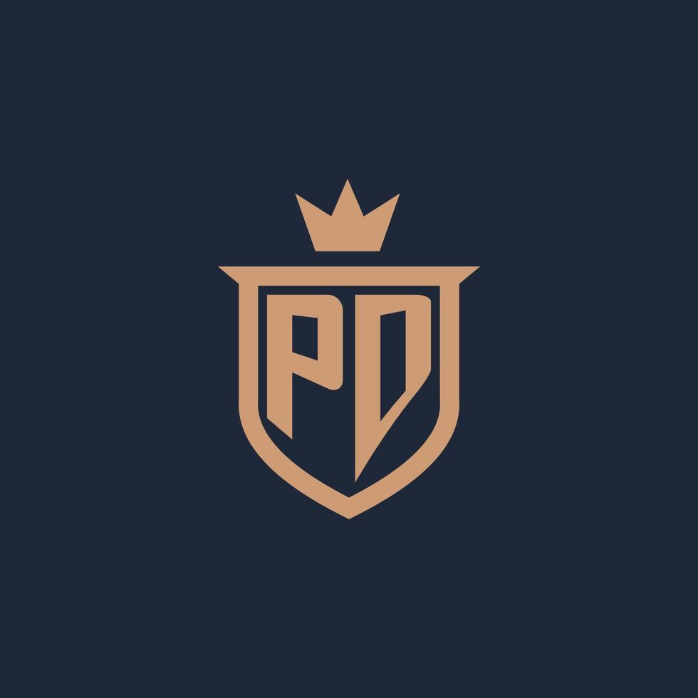 logotipo inicial do monograma pd com estilo de escudo e coroa vetor