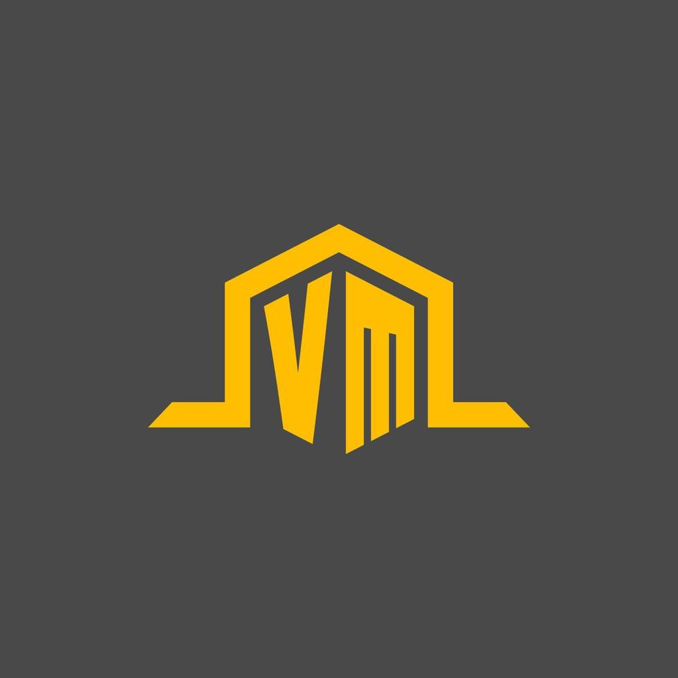 logotipo inicial do monograma vm com design de estilo hexágono vetor