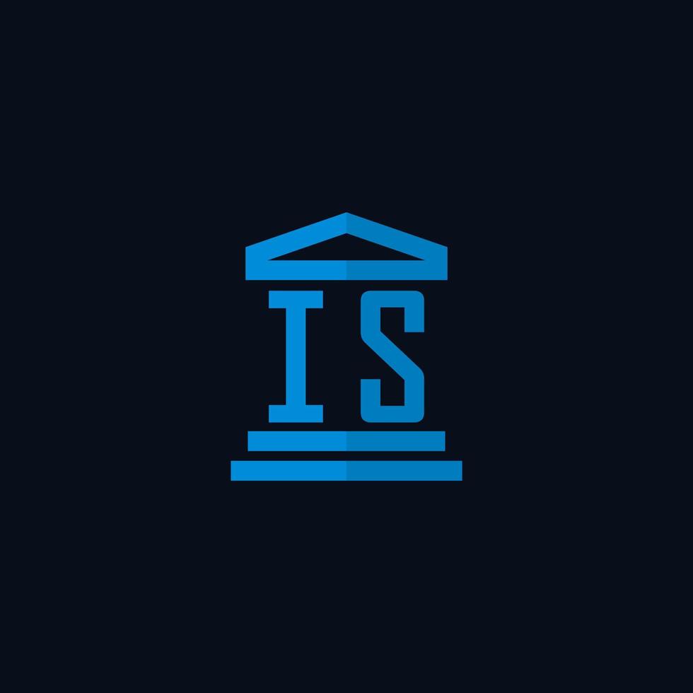 é monograma de logotipo inicial com vetor de design de ícone de construção de tribunal simples